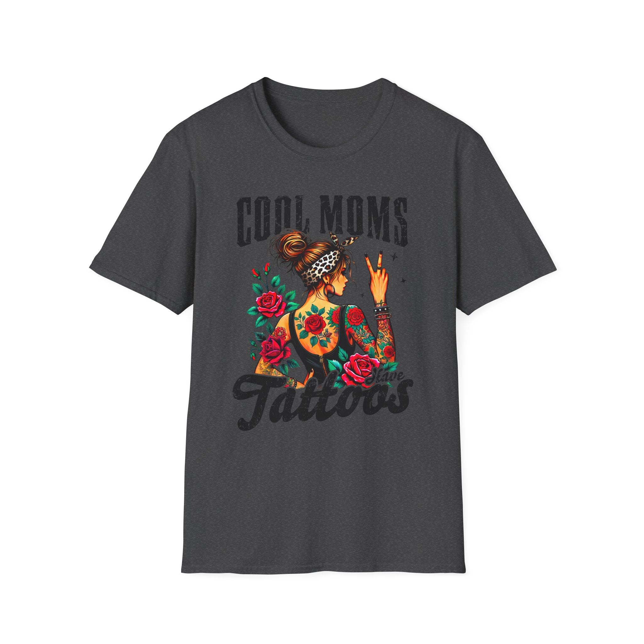 Cool Moms Have Tattoos T-Shirt — Floral Rockabilly Mom Tee