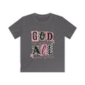 Kids Tee — "God Is Good All The Time" Pink Leopard Faith Shirt