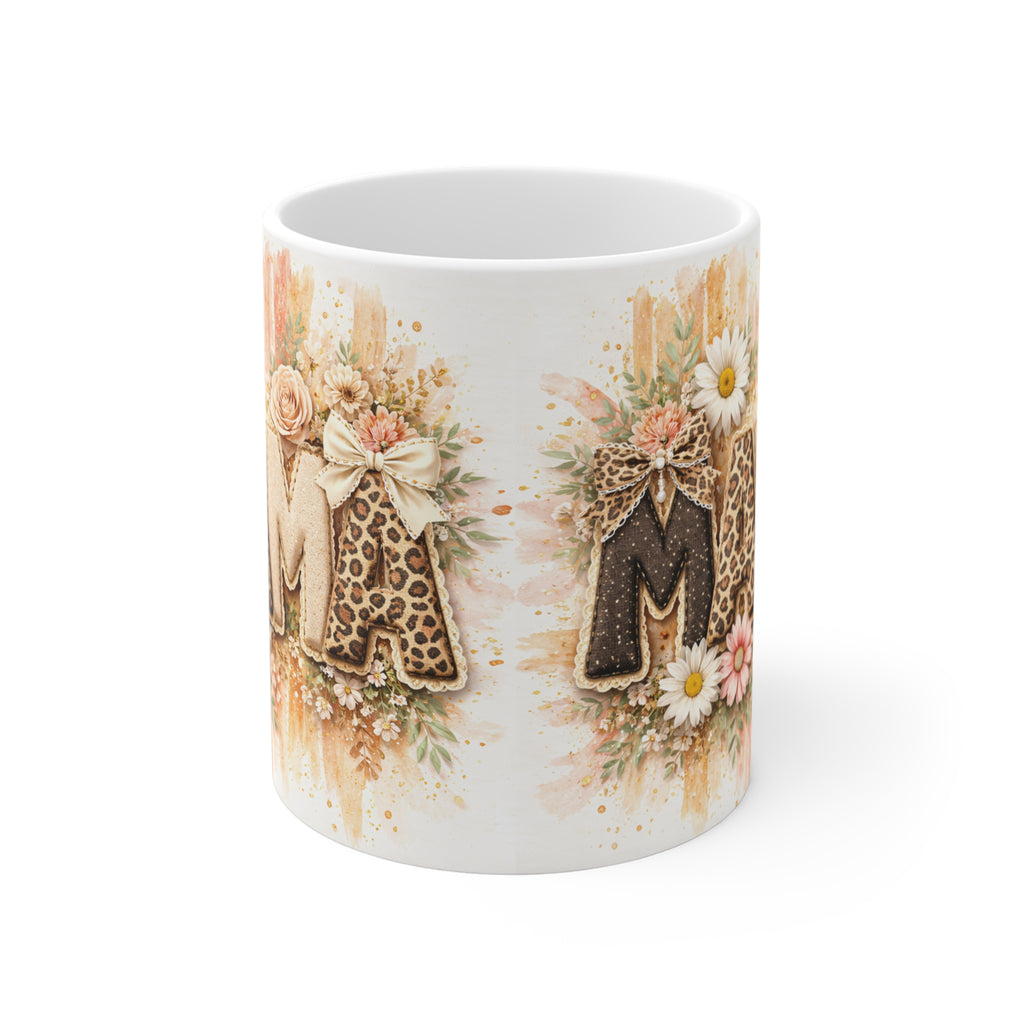 Mama Mug — Floral Leopard Print "MAMA" Coffee Cup, Mother's Day Gift