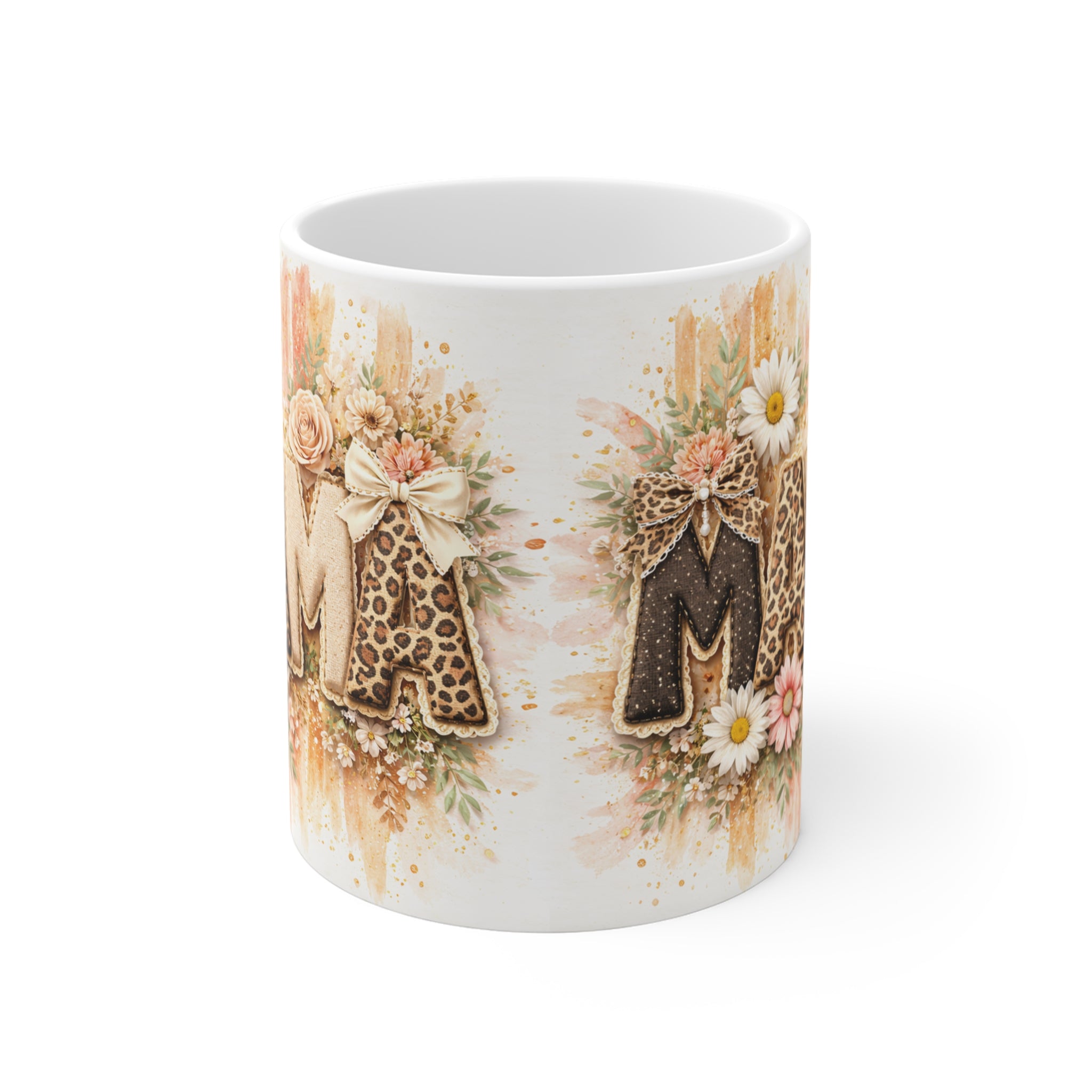 Mama Mug — Floral Leopard Print "MAMA" Coffee Cup, Mother's Day Gift