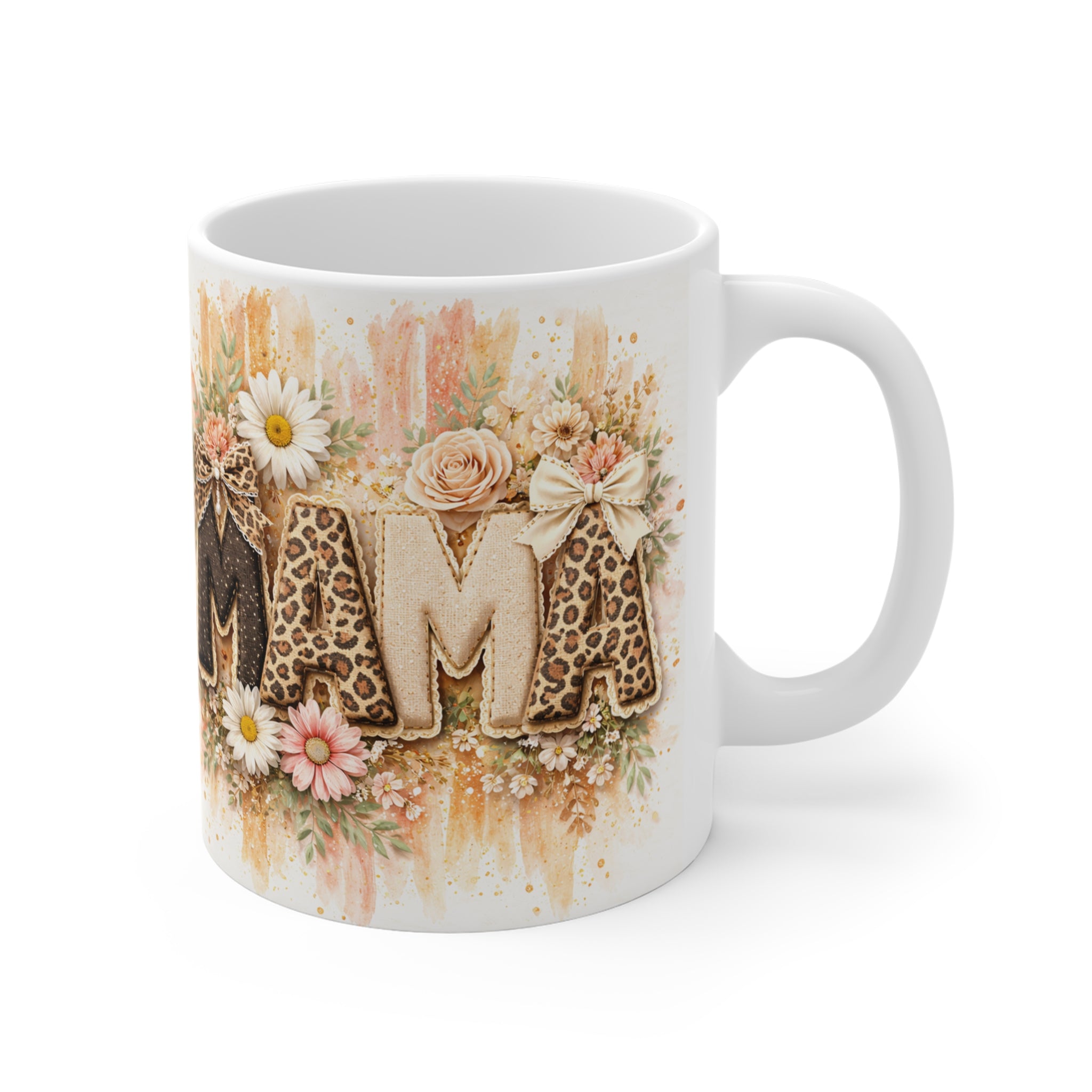Mama Mug — Floral Leopard Print "MAMA" Coffee Cup, Mother's Day Gift