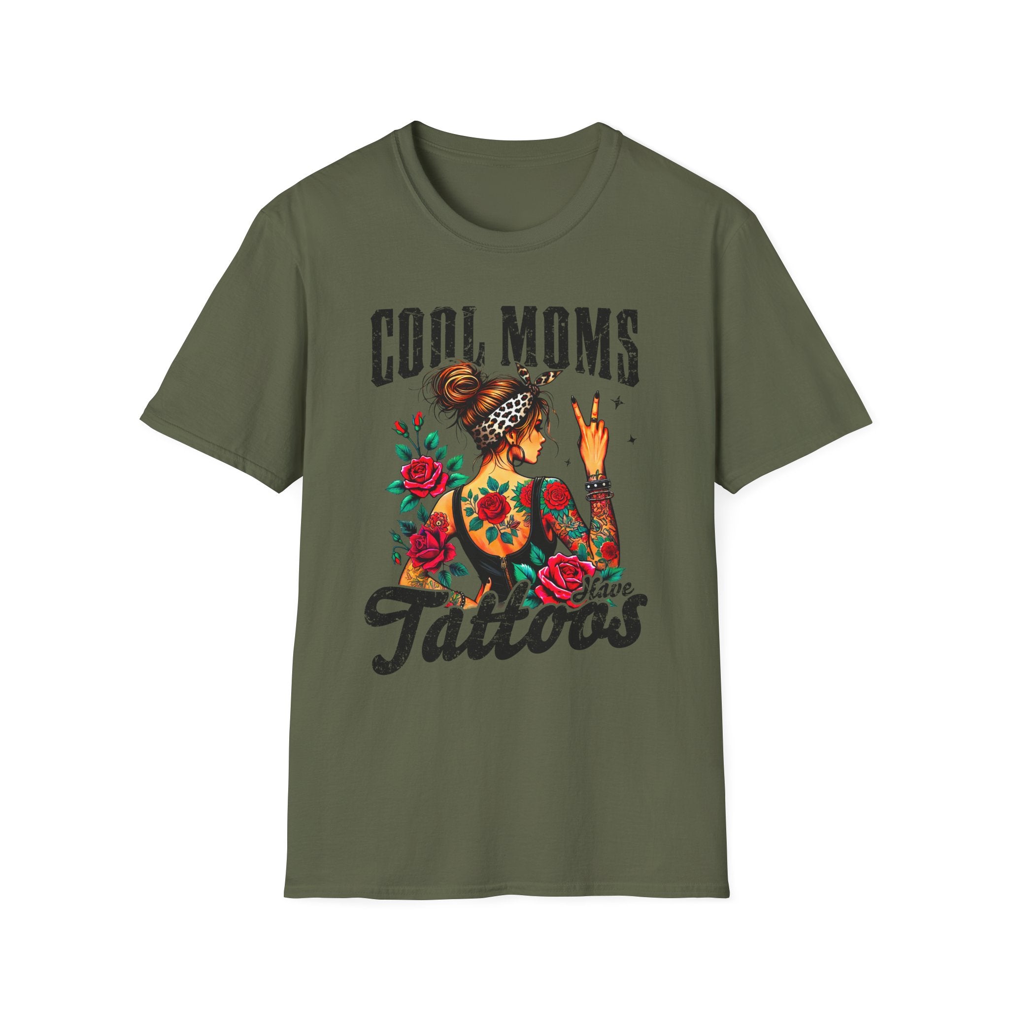 Cool Moms Have Tattoos T-Shirt — Floral Rockabilly Mom Tee