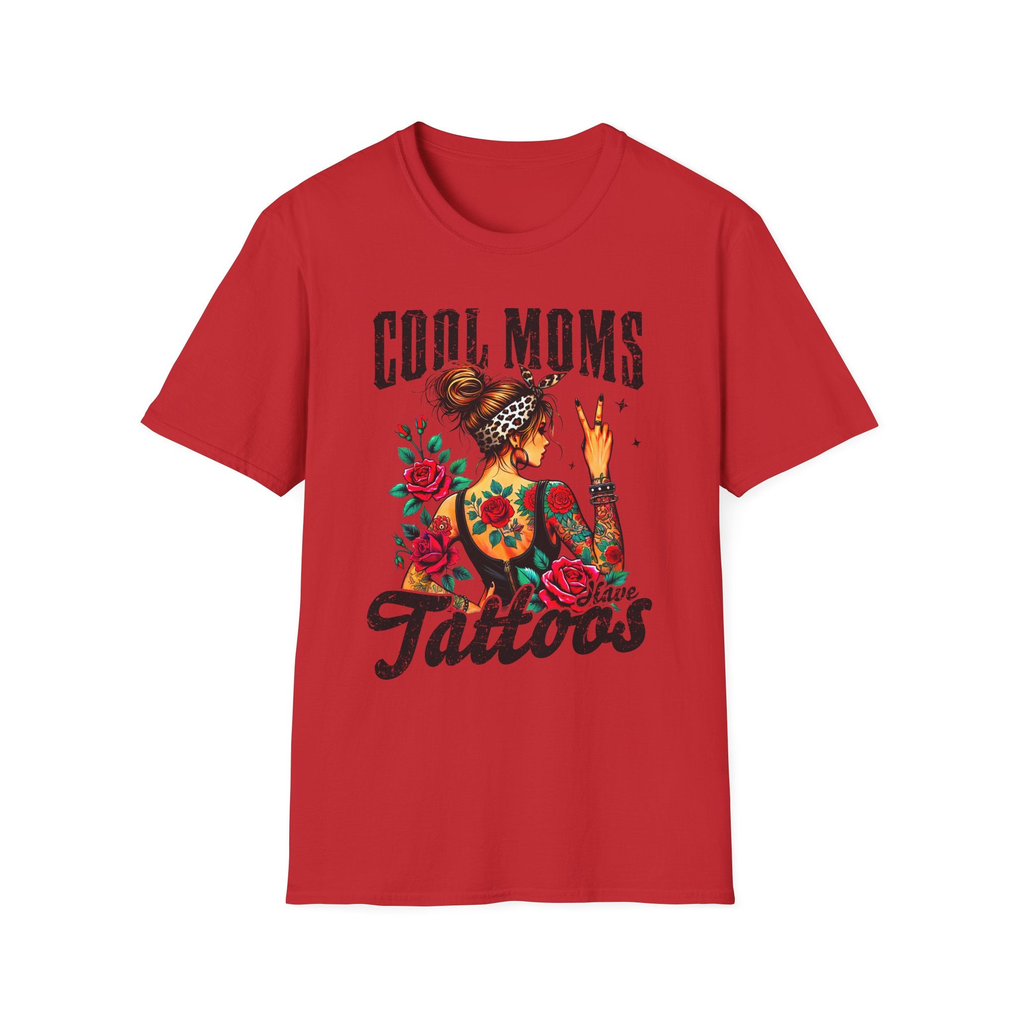 Cool Moms Have Tattoos T-Shirt — Floral Rockabilly Mom Tee
